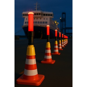 Traffic wands mounted as cone light