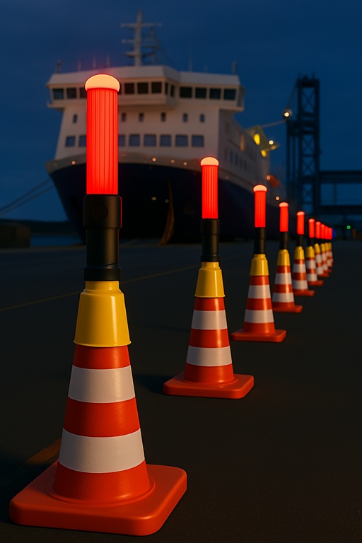 Traffic wands mounted as cone light